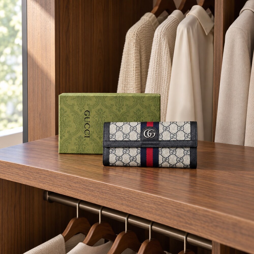 Gucci Ophidia GG Supreme Long Flap Wallet - Picture 2 of 6